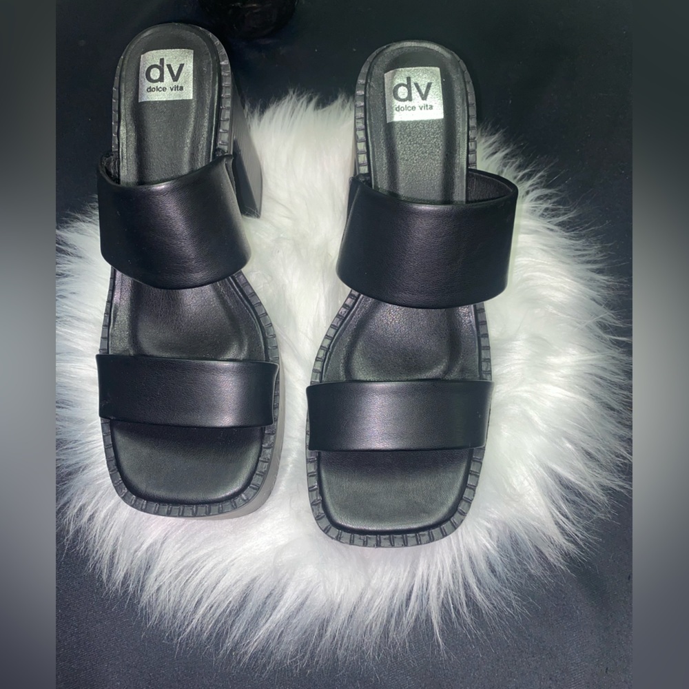 Dolce Vita Black Double-Strap Slide Sandals